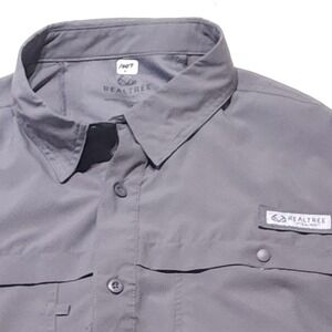 Realtree Fishing Shirt Mens XL Gray Vented Quick Dry Button Up Outdoor
